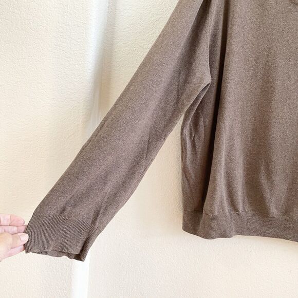 Article 365 Sweater XL Mens Long Sleeve Cotton Cashmere Blend Brown V Neck - Picture 2 of 9